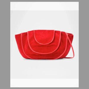 Staud NWT Wells Convertible Shoulder BAG/ Clutch Suede Red Rose (ORIG. $395)
